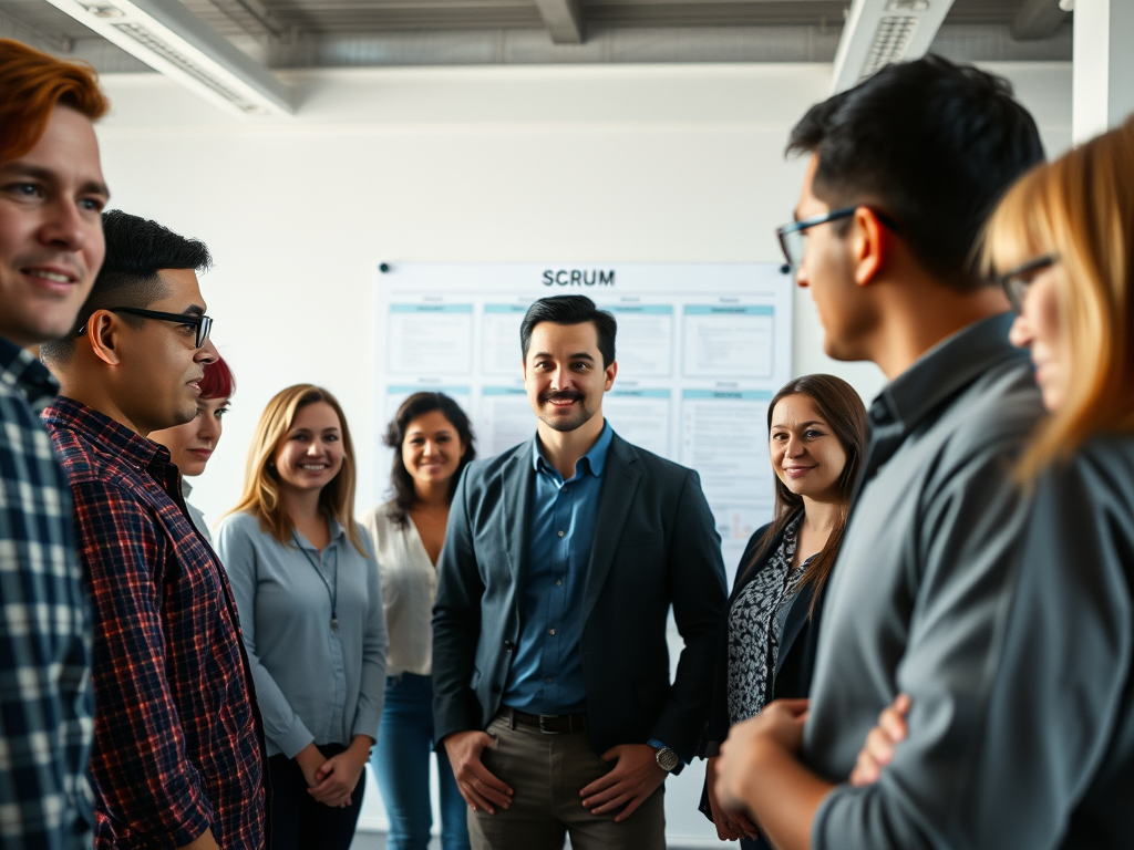 a scrum team in a daily standup